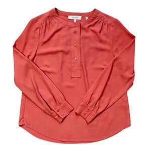LARK & RO Burnt Coral Blouse Size 6 Long Sleeve Button Front Top